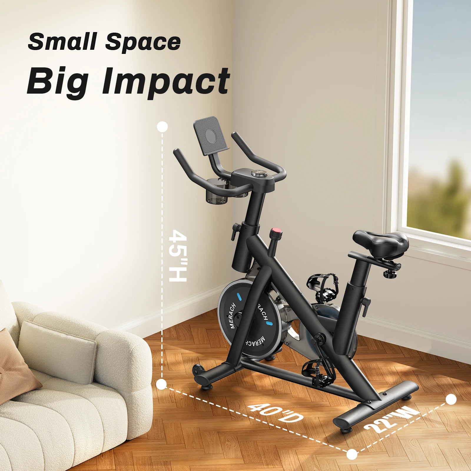 Merach Stationary Exercise Bike With Brake Pad 300lb Capacity - Mobility Buy