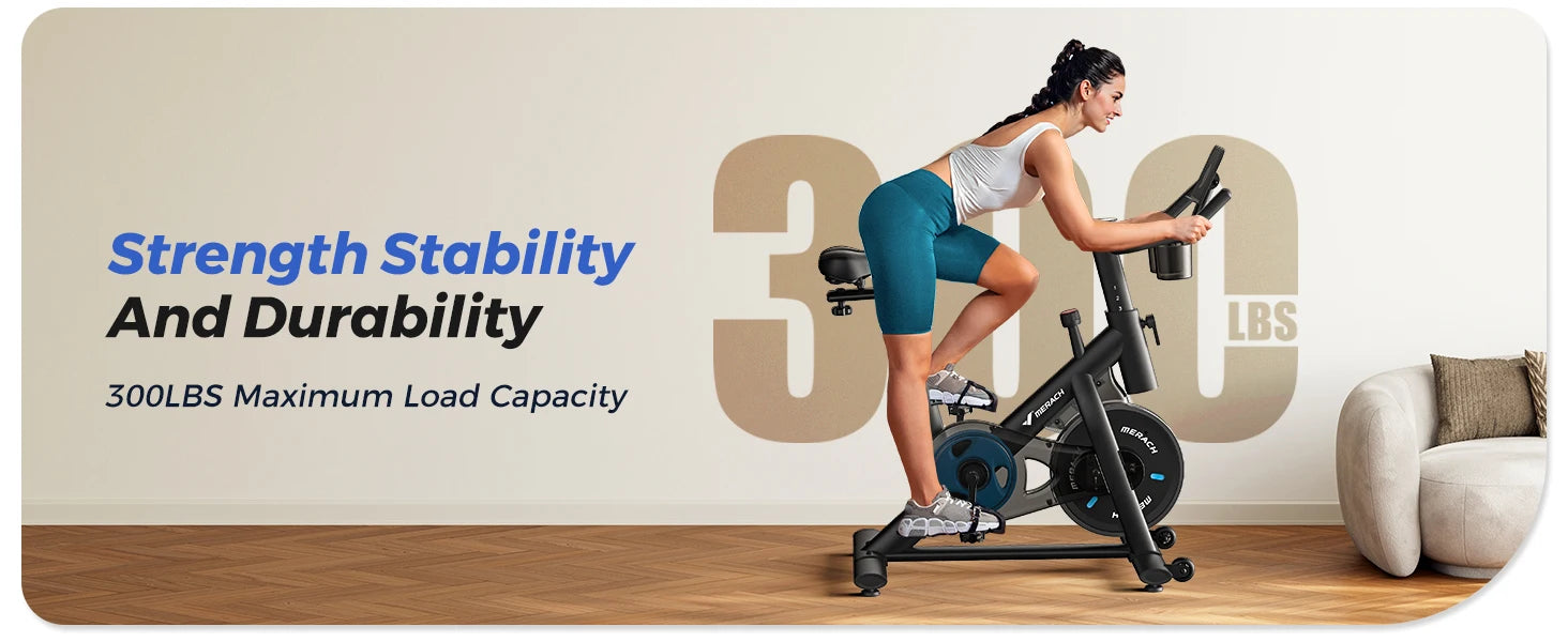 Merach Stationary Exercise Bike With Brake Pad 300lb Capacity - Mobility Buy