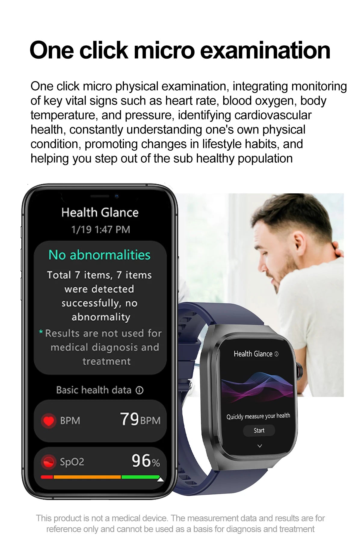 Micro Physical Exam Smart Watch - Health check Bluetooth - Mobility Buy