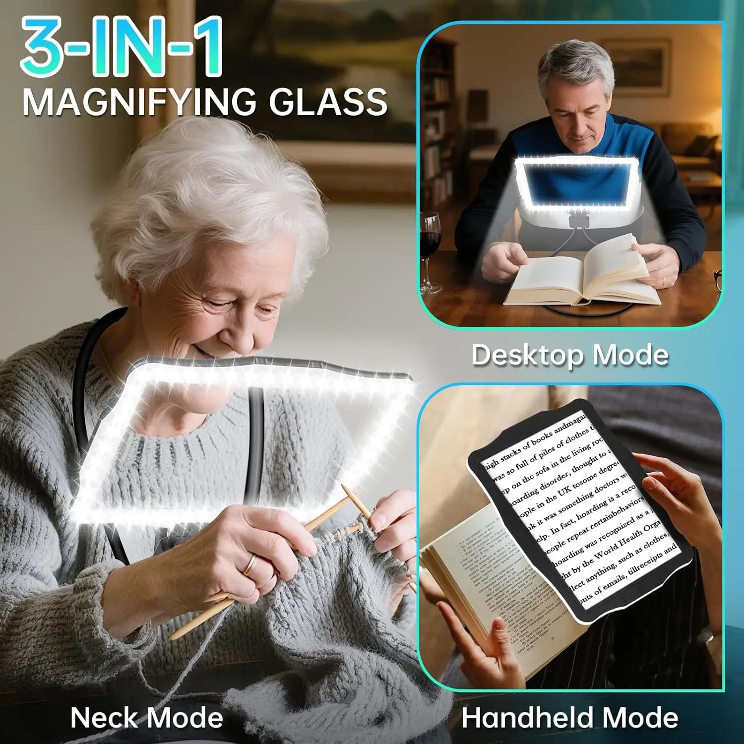 Neck-Mount LED Magnifier With 50 Lights For Reading And Repair - Mobility Buy