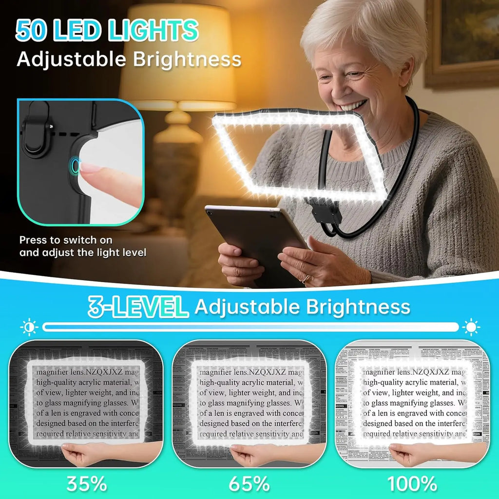 Neck-Mount LED Magnifier With 50 Lights For Reading And Repair - Mobility Buy