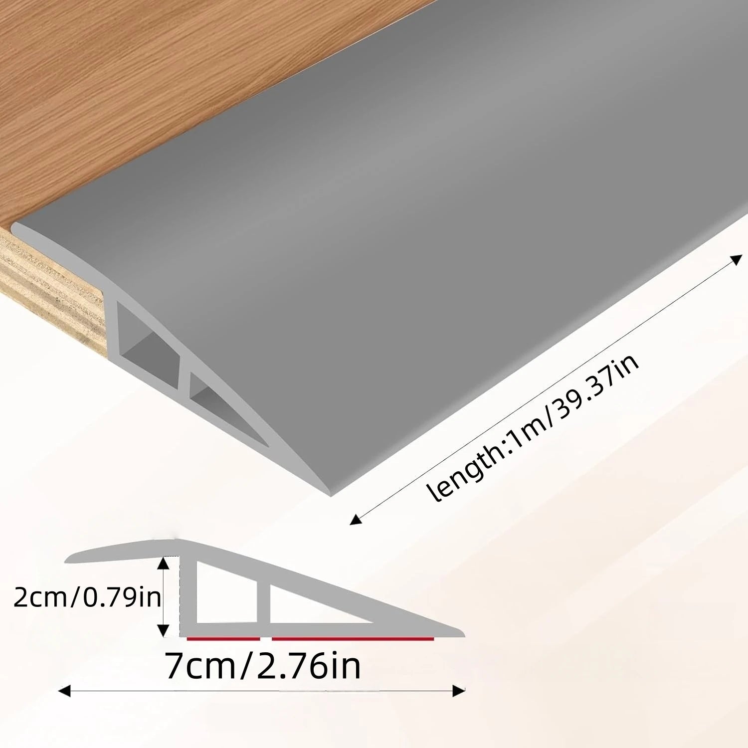 PVC Floor Transition Strip 1m 7cm By 2cm Door Threshold Ramp Edge Trim - Mobility Buy