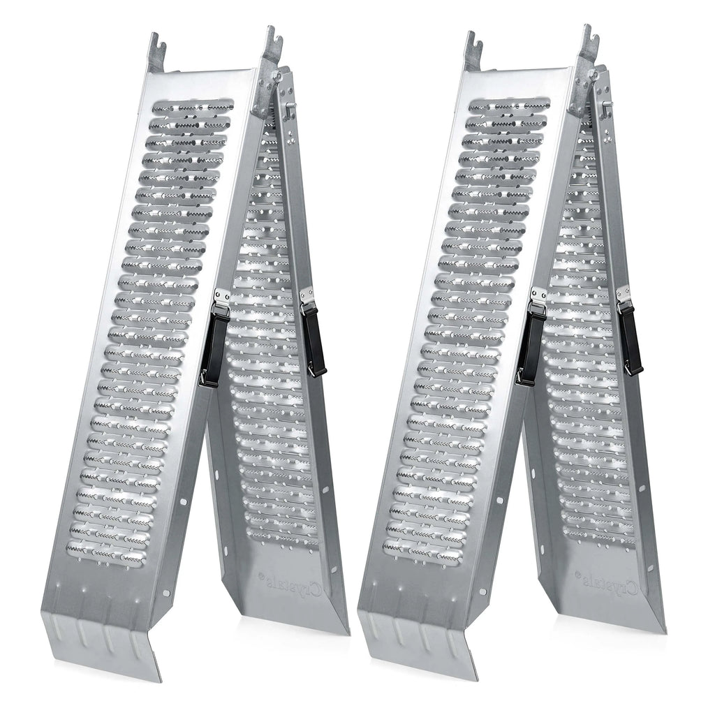 Pair of Galvanized 400kg Capacity Heavy Duty Steel Folding Ramps for Atvs - Mobility Buy
