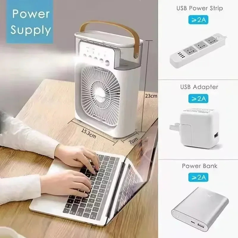 Portable Air Cooler Humidifier With 500ml Tank Quiet Mist Fan For Home Office - Mobility Buy