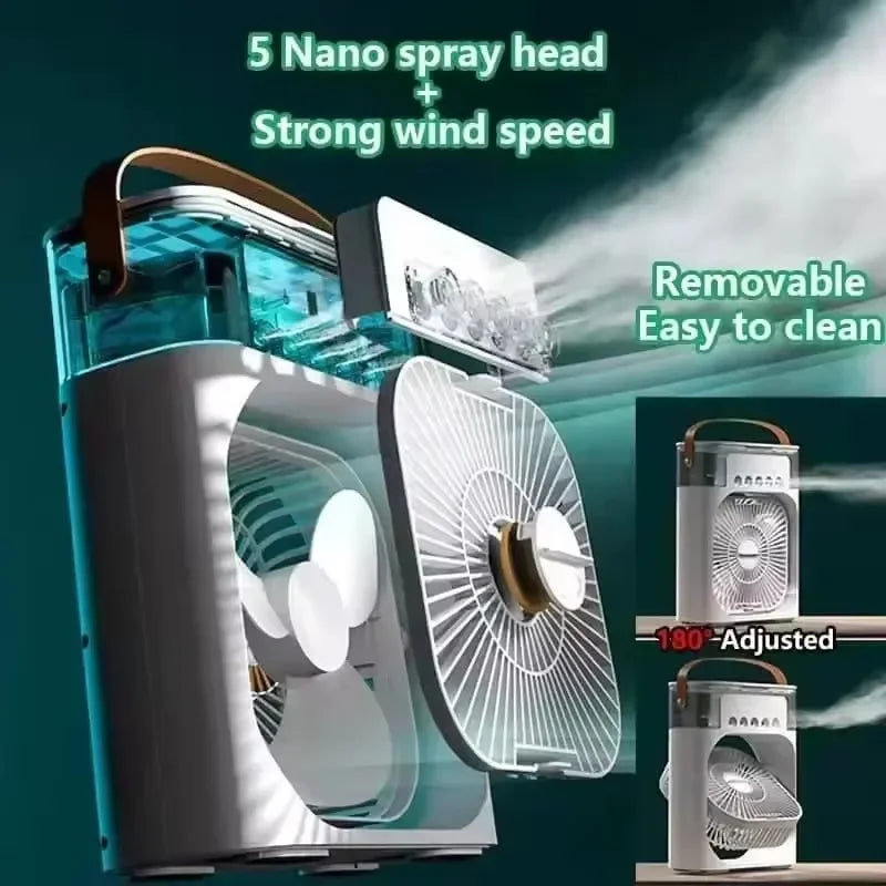 Portable Air Cooler Humidifier With 500ml Tank Quiet Mist Fan For Home Office - Mobility Buy