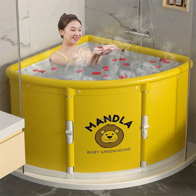 Portable Foldable Triangular Bathtub For Adults Space Saving Bath Barrel - Mobility Buy