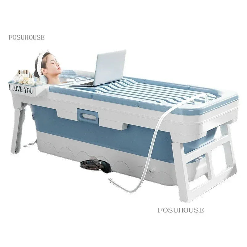 Portable Folding Bathtub For Adults Ice Bath Spa Plastic Bathtub Lid Cover - Mobility Buy
