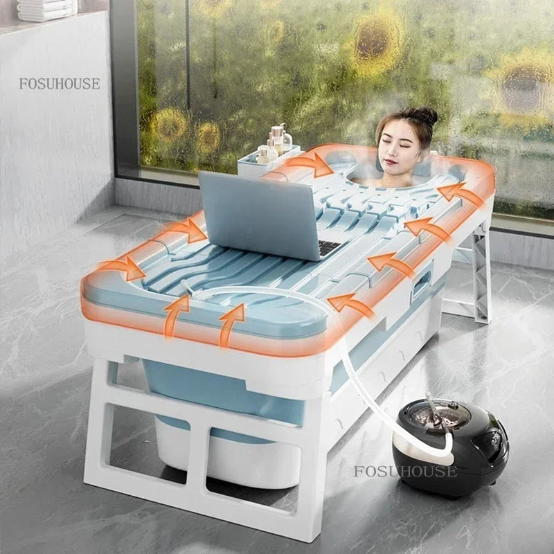 Portable Folding Bathtub For Adults Ice Bath Spa Plastic Bathtub Lid Cover - Mobility Buy