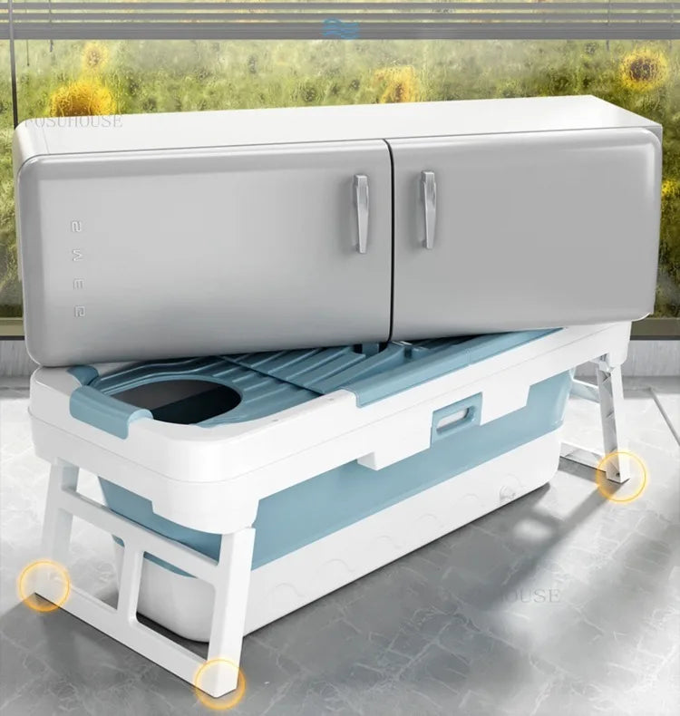Portable Folding Bathtub For Adults Ice Bath Spa Plastic Bathtub Lid Cover - Mobility Buy