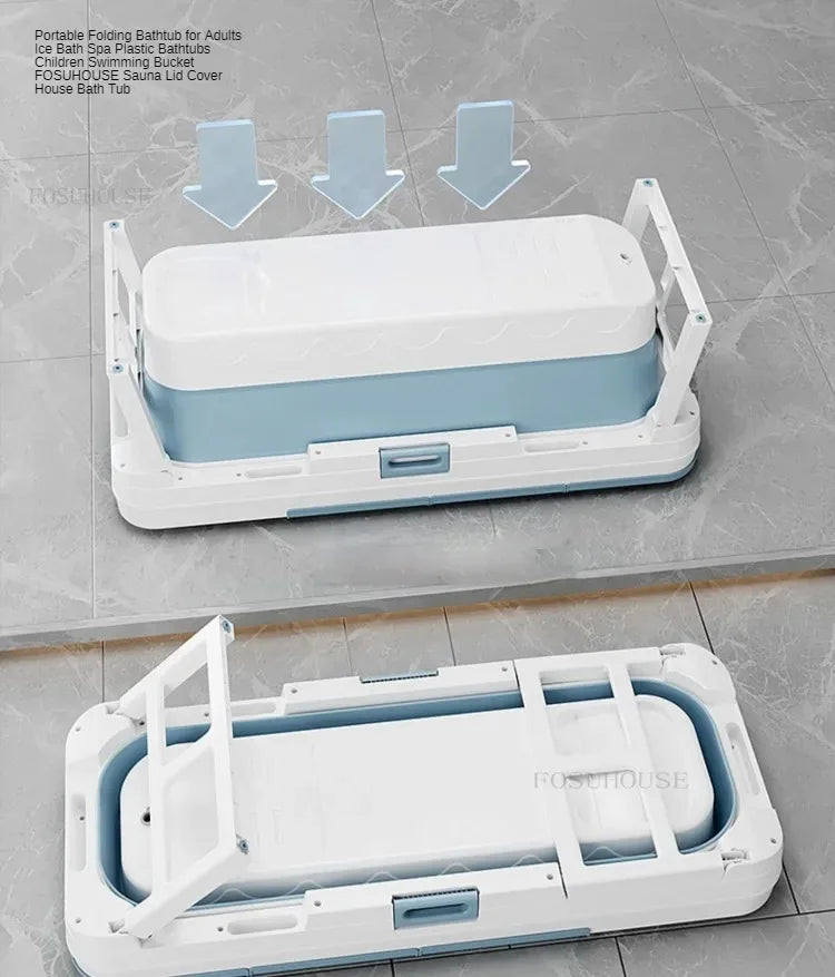 Portable Folding Bathtub For Adults Ice Bath Spa Plastic Bathtub Lid Cover - Mobility Buy