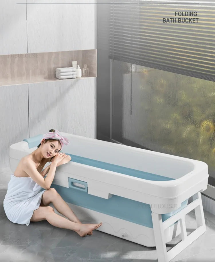 Portable Folding Bathtub For Adults Ice Bath Spa Plastic Bathtub Lid Cover - Mobility Buy