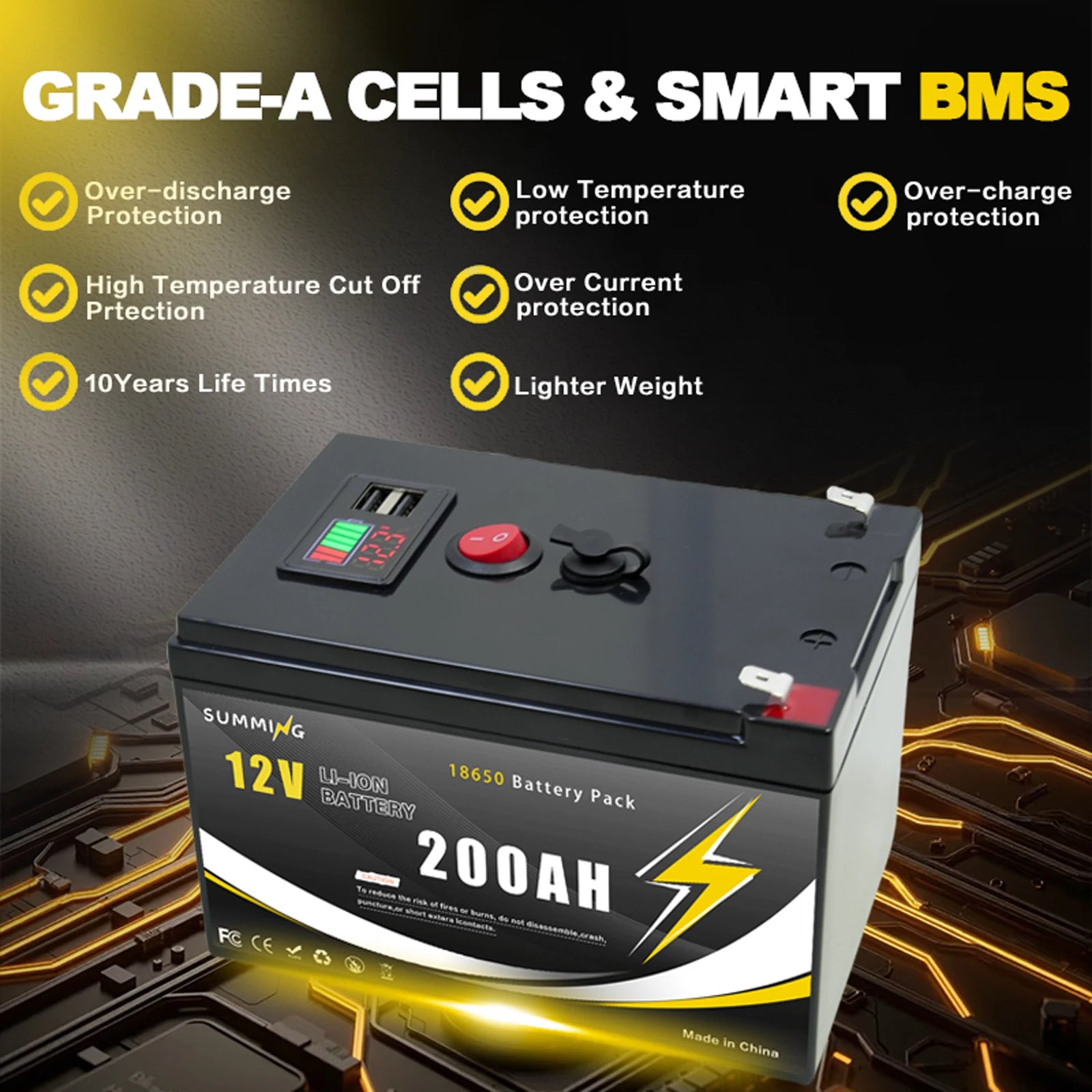 Powerful 12V LiFePO4 Lithium Battery With Bms Usb Port Scooters - Mobility Buy