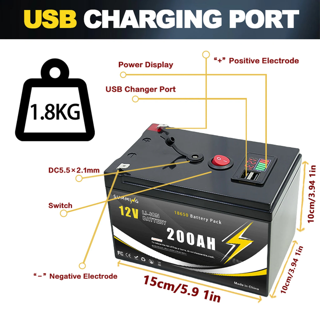Powerful 12V LiFePO4 Lithium Battery With Bms Usb Port Scooters - Mobility Buy