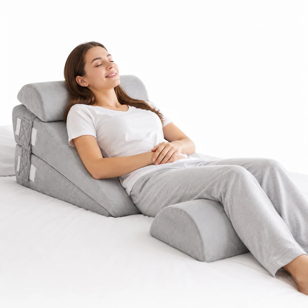 Premium 4 Piece Adjustable Wedge Pillows For Bed Ergonomic Sleep Relief - Mobility Buy