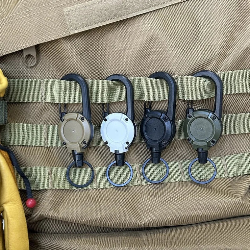 Retractable Heavy Duty Pull Reel Carabiner With Spring Key Ring - Mobility Buy