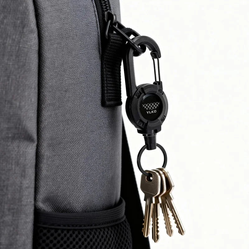 Retractable Heavy Duty Pull Reel Carabiner With Spring Key Ring - Mobility Buy