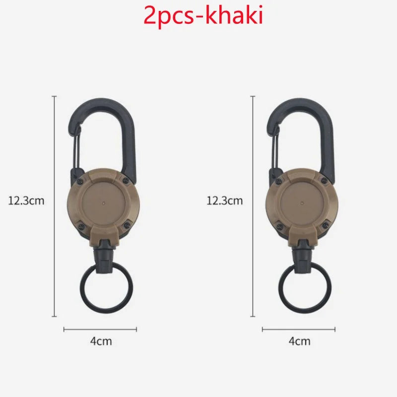 Retractable Heavy Duty Pull Reel Carabiner With Spring Key Ring - Mobility Buy