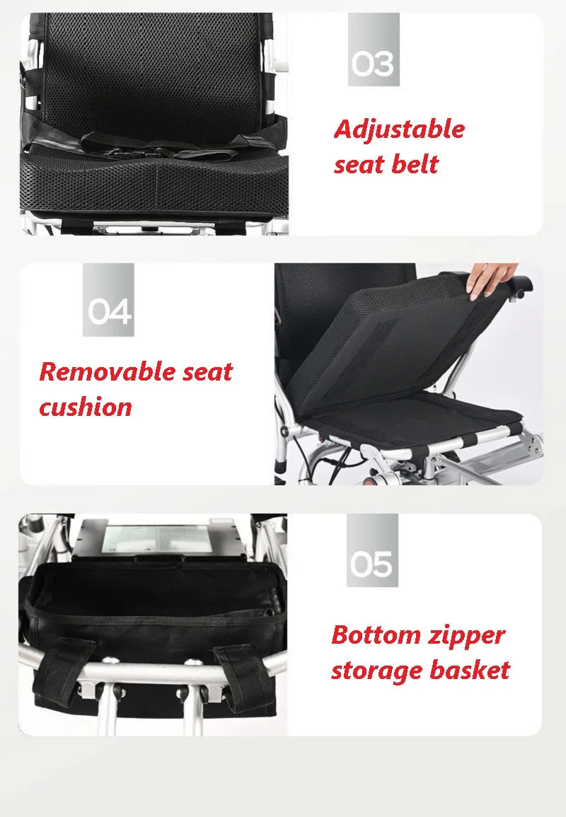 Ultra lightweight lithium battery wheelchair with remote control function
