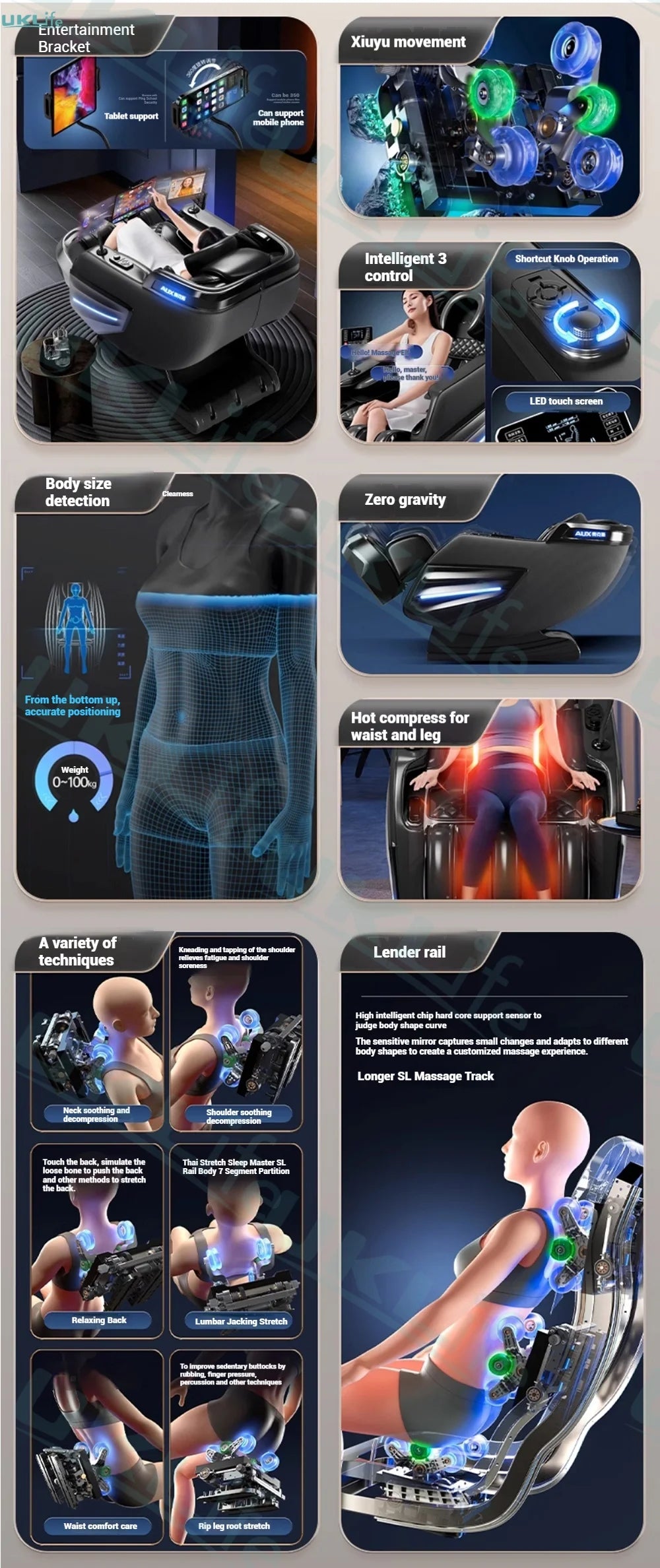 Jade 6-Roller Massage Chair w/ Thai Stretch, Zero Gravity & AI Voice - Shiatsu