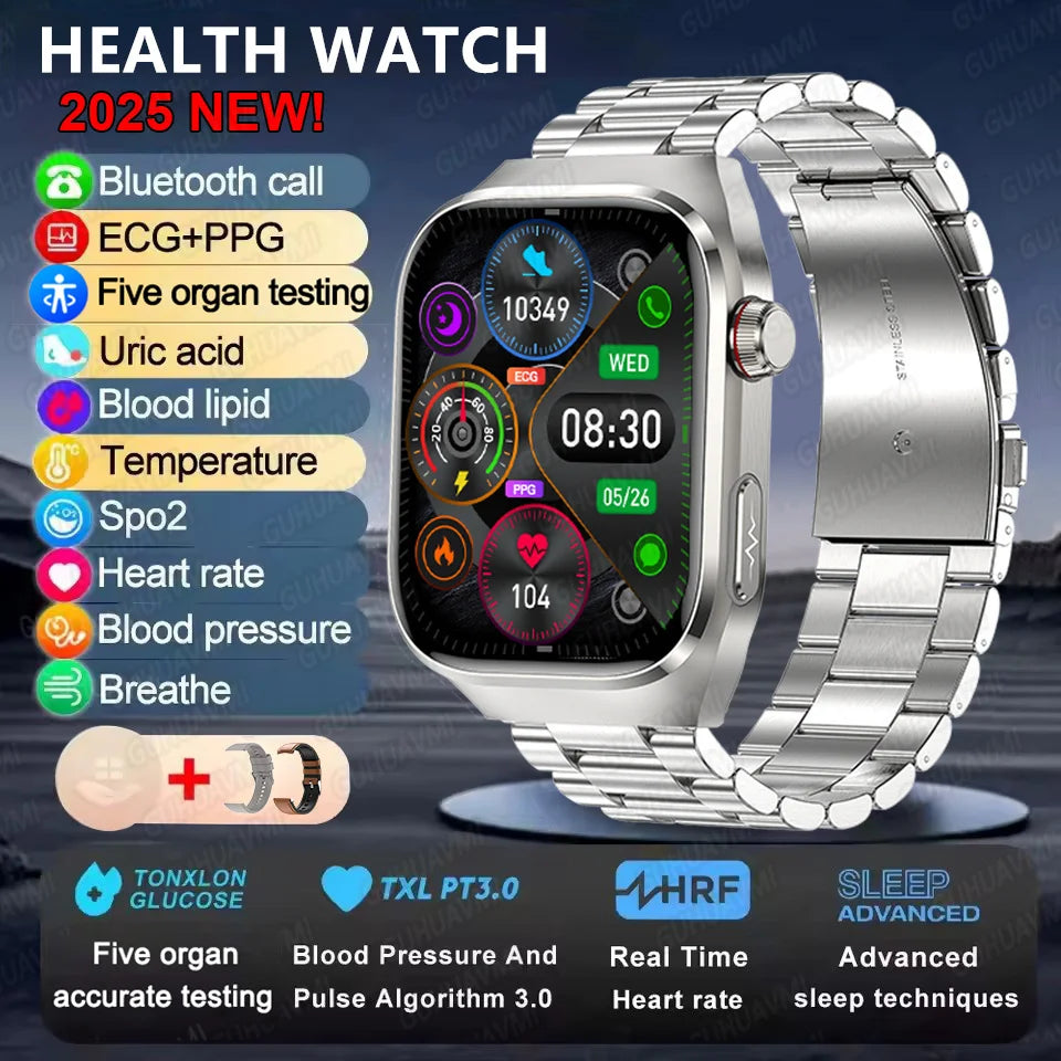 2025New Micro Physical Examination Smart Watch For Men Uric Acid Body Fat Five Organ Health Watches Bluetooth Call SmartBracelet