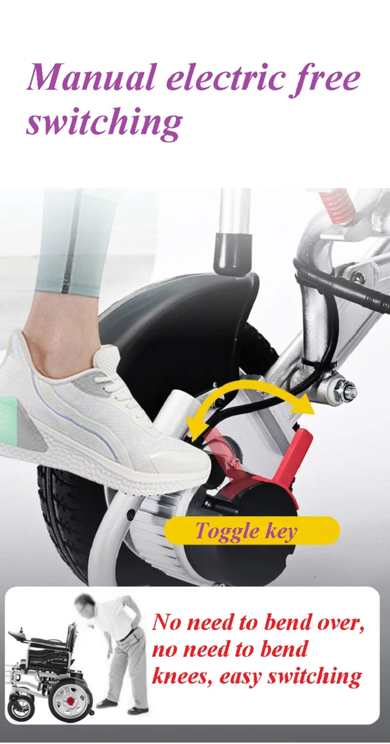 Ultra lightweight lithium battery wheelchair with remote control function