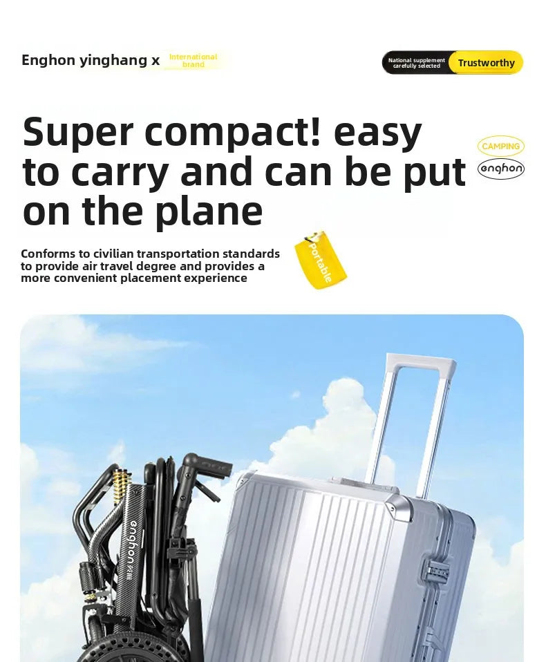 Small foldable and lightweight wheelchair for the elderly, national subsidy for travel, portable trolley for airplanes