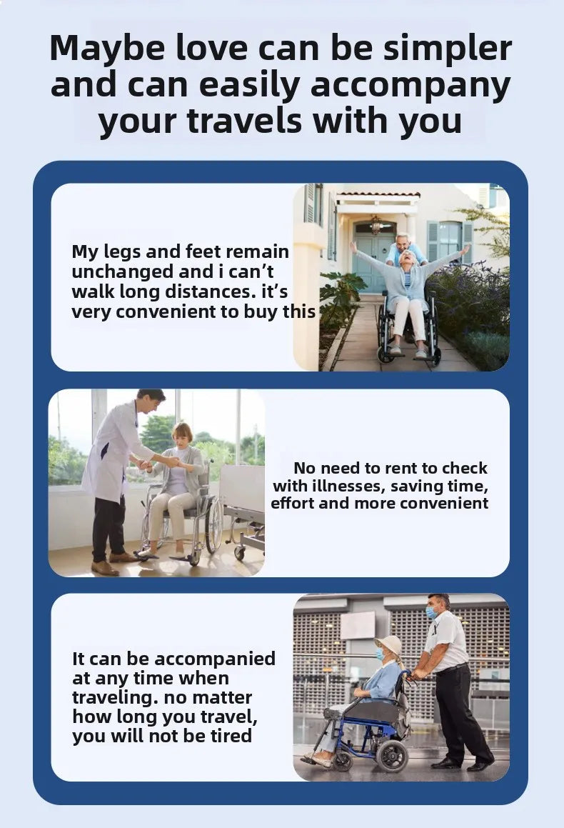 Small foldable and lightweight wheelchair for the elderly, national subsidy for travel, portable trolley for airplanes