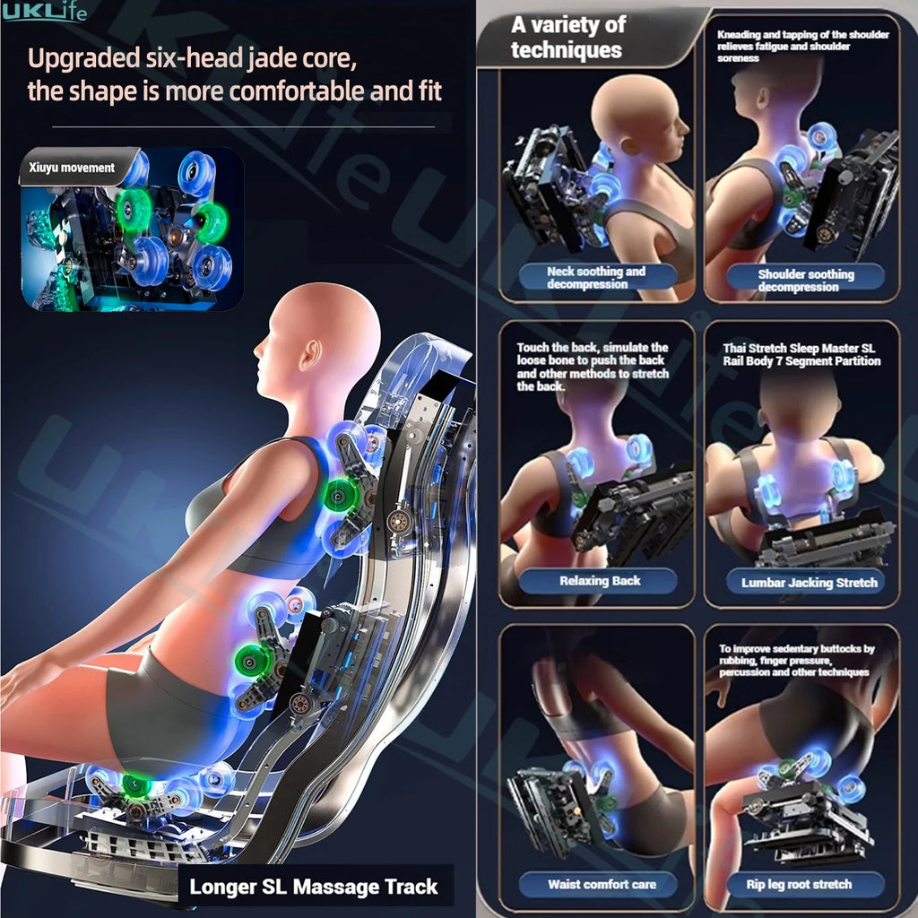 Jade 6-Roller Massage Chair w/ Thai Stretch, Zero Gravity & AI Voice - Shiatsu