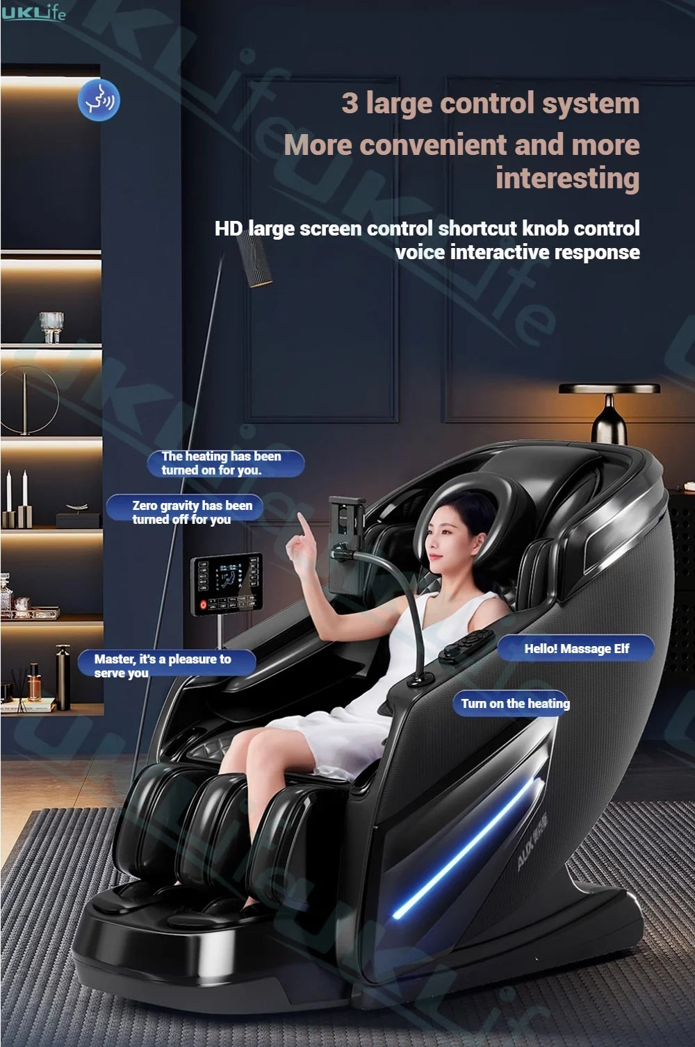 Jade 6-Roller Massage Chair w/ Thai Stretch, Zero Gravity & AI Voice - Shiatsu