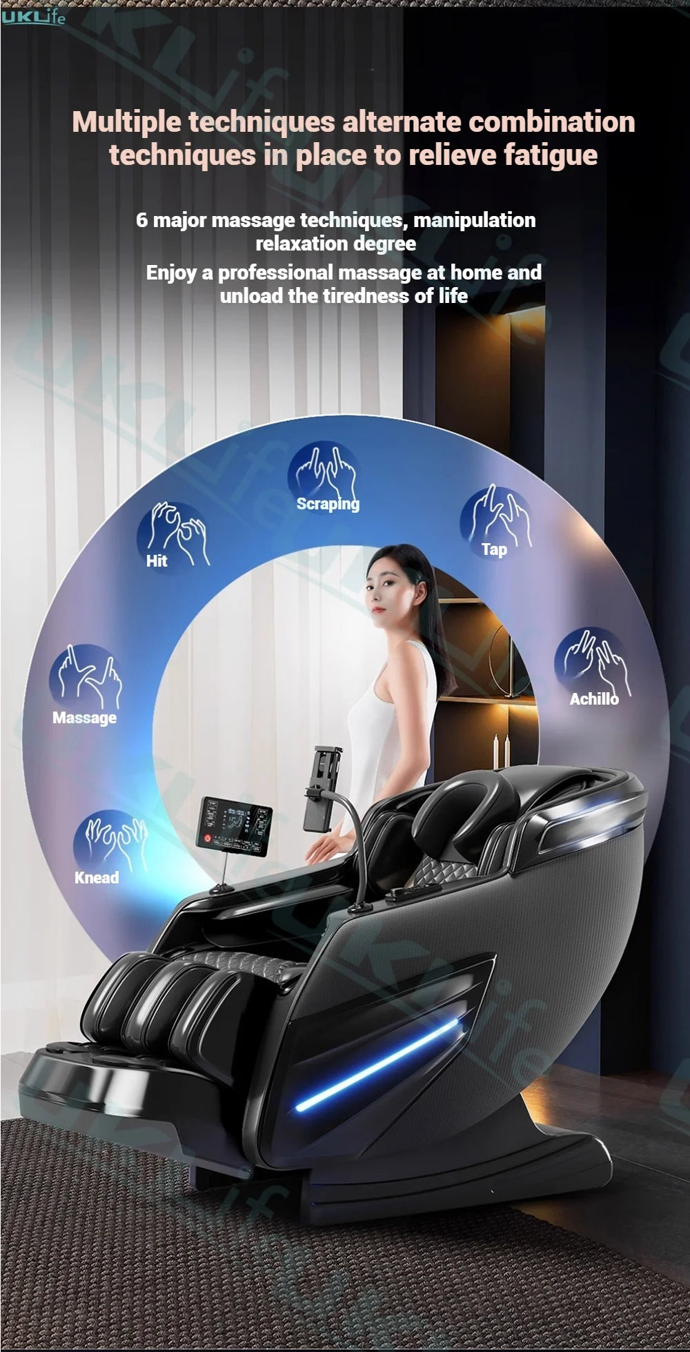 Jade 6-Roller Massage Chair w/ Thai Stretch, Zero Gravity & AI Voice - Shiatsu