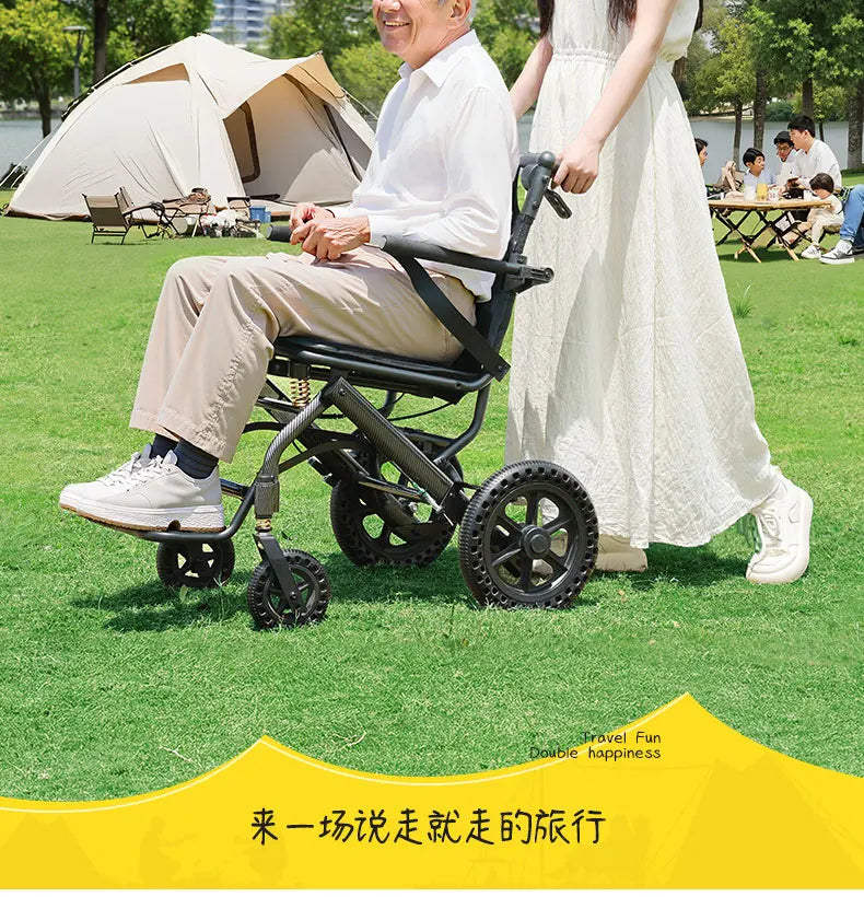 Small foldable and lightweight wheelchair for the elderly, national subsidy for travel, portable trolley for airplanes