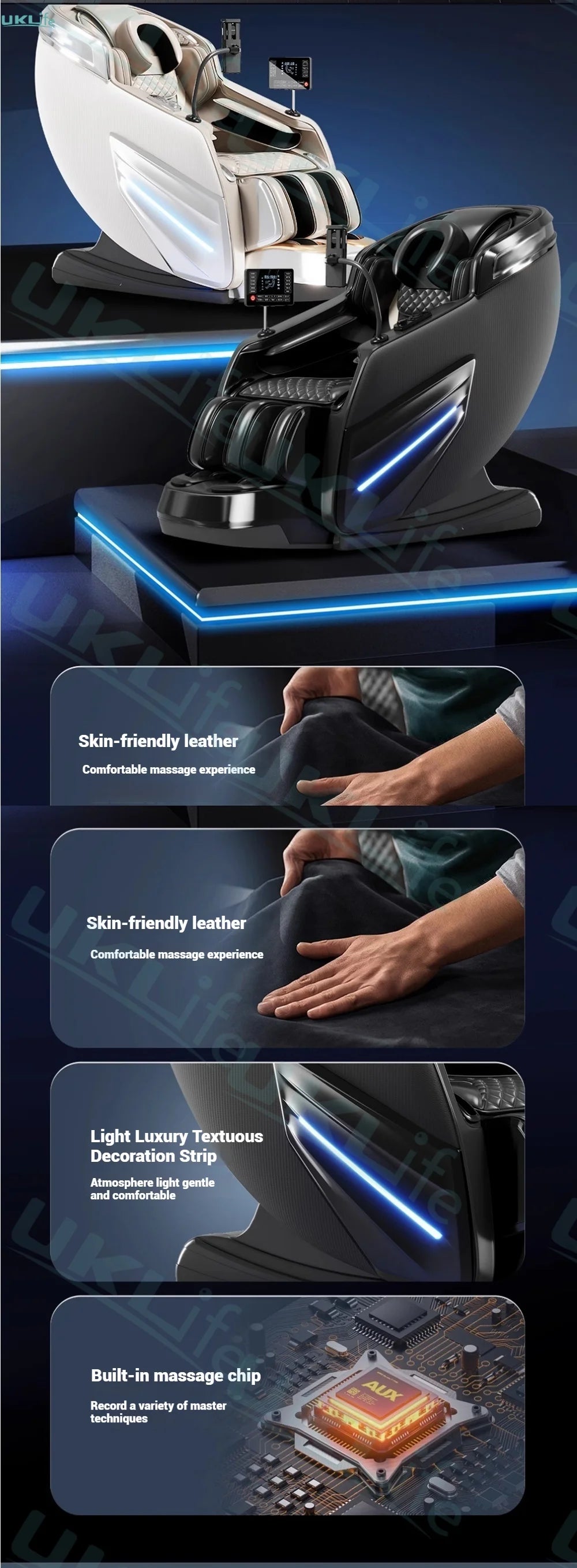 Jade 6-Roller Massage Chair w/ Thai Stretch, Zero Gravity & AI Voice - Shiatsu