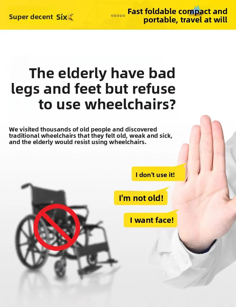 Small foldable and lightweight wheelchair for the elderly, national subsidy for travel, portable trolley for airplanes