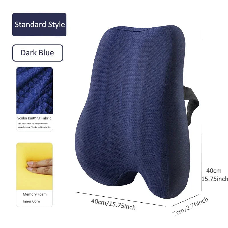 Memory Foam Seat Cushion Waist Back Support Pillow Set