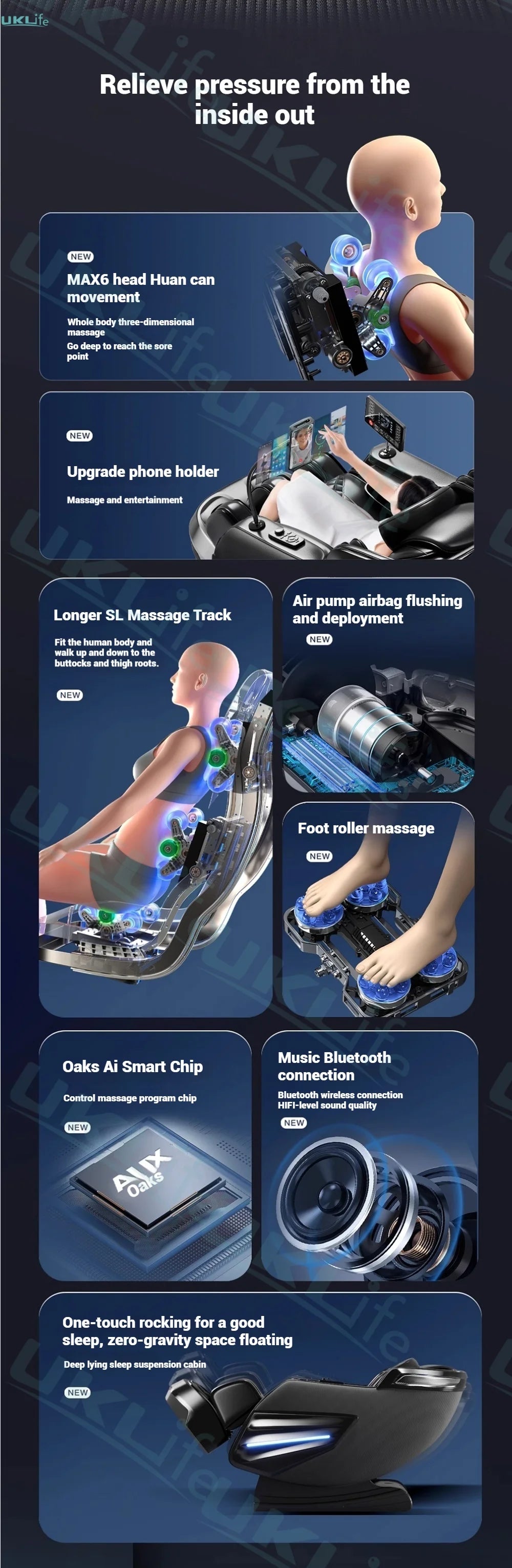 Jade 6-Roller Massage Chair w/ Thai Stretch, Zero Gravity & AI Voice - Shiatsu