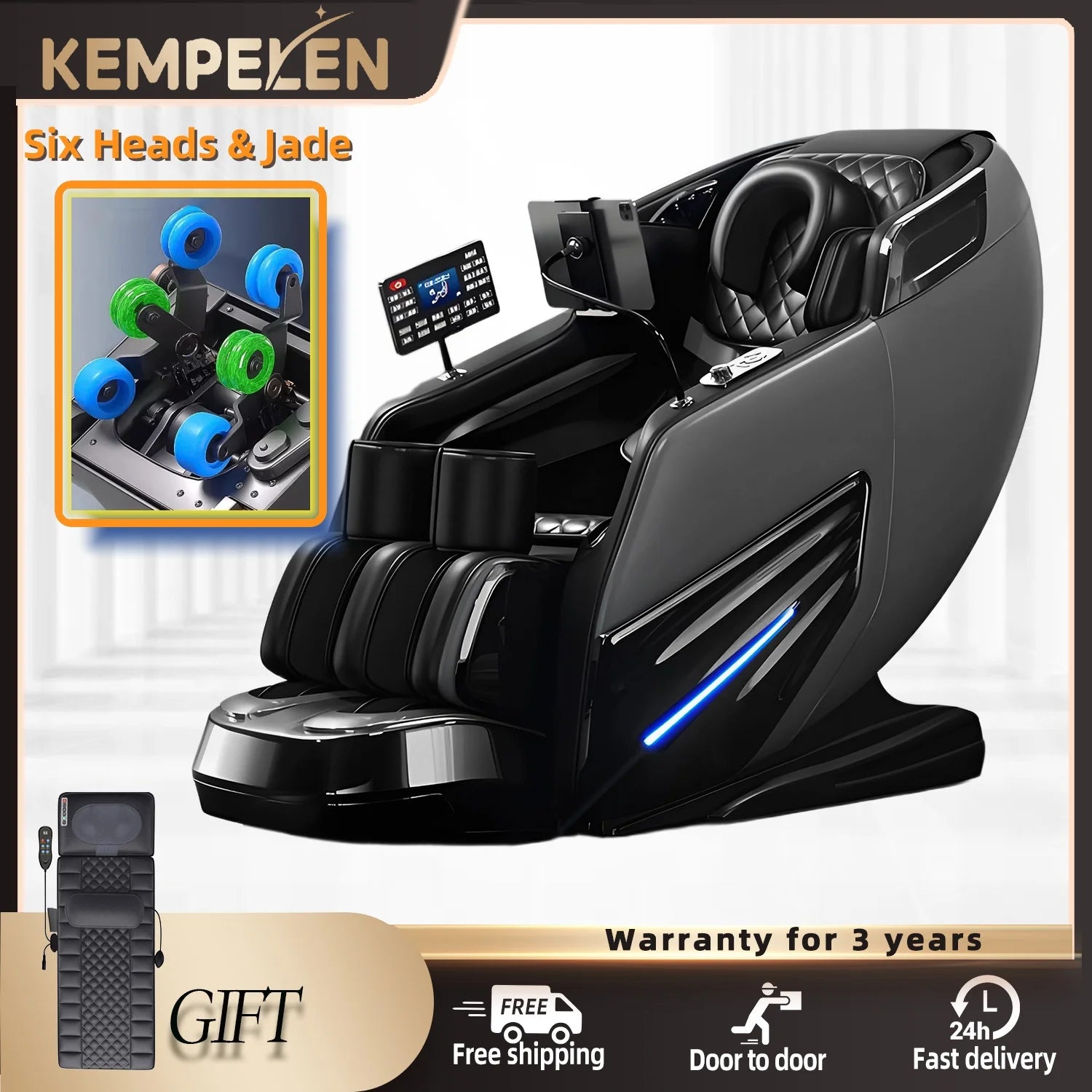 Jade 6-Roller Massage Chair w/ Thai Stretch, Zero Gravity & AI Voice - Shiatsu