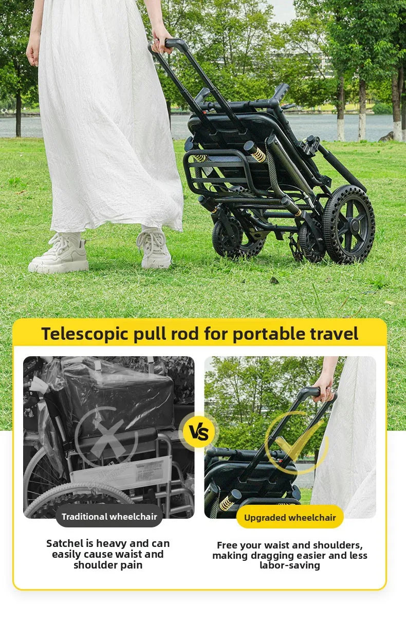 Small foldable and lightweight wheelchair for the elderly, national subsidy for travel, portable trolley for airplanes