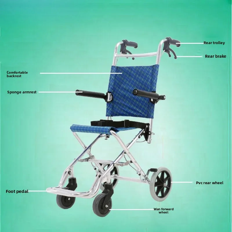 Lightweight Folding Emergancy/travel evacWheelchair Aluminum Alloy Frame