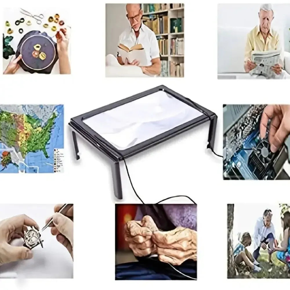 5X Modes LED Hands Free Magnifier with Detachable Stand - Battery-Powered