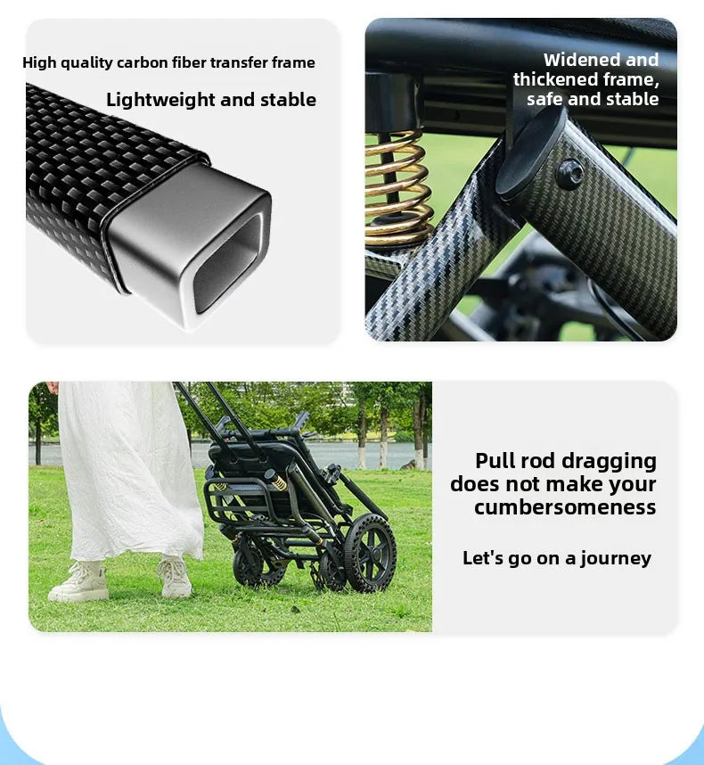 Small foldable and lightweight wheelchair for the elderly, national subsidy for travel, portable trolley for airplanes