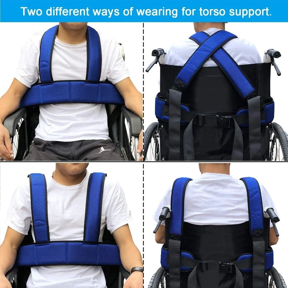 Safe Adjustable Wheelchair Seat Belt With Shoulder Straps For Caregivers - Mobility Buy