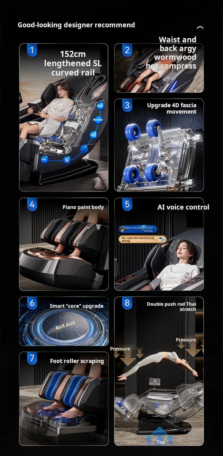 Massage Chair Full Body 3D AI Voice control Full Body Recliner - 3YW