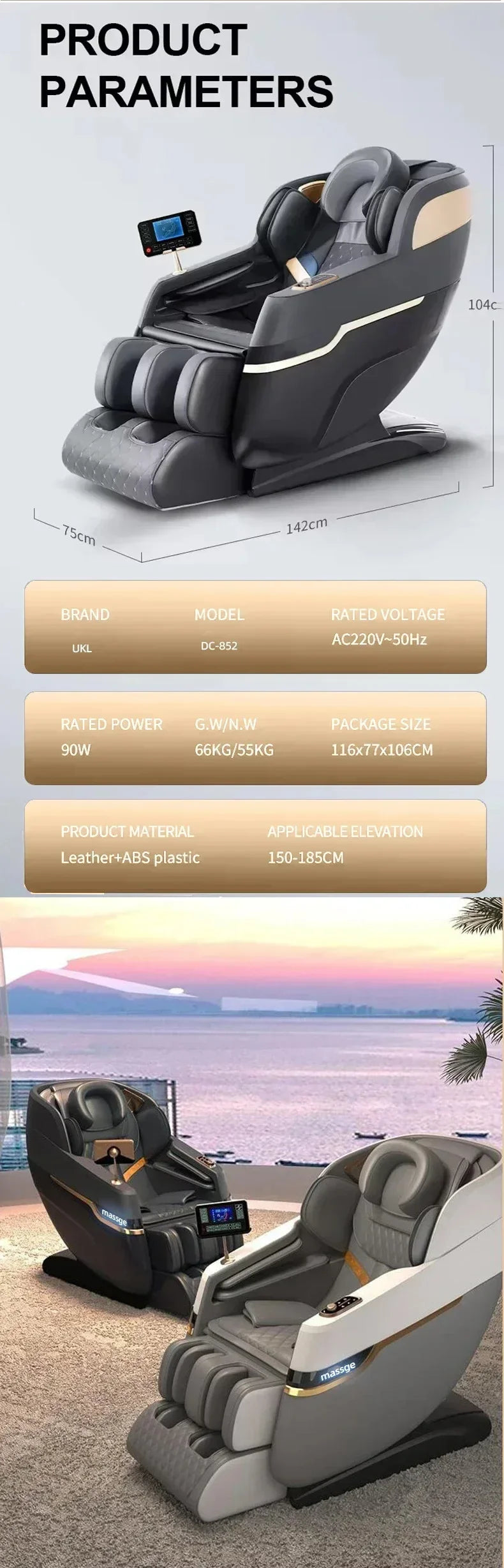 Full Bosy Airbag Massage Chair Zero Gravity Recliner, 3-Year Wareenty