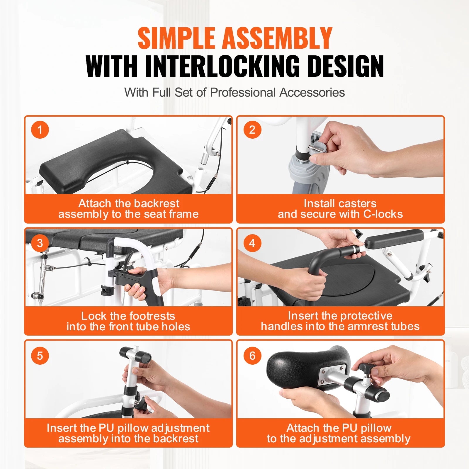 Shower Wheelchair  17.5in Width Bathroom Wheelchair