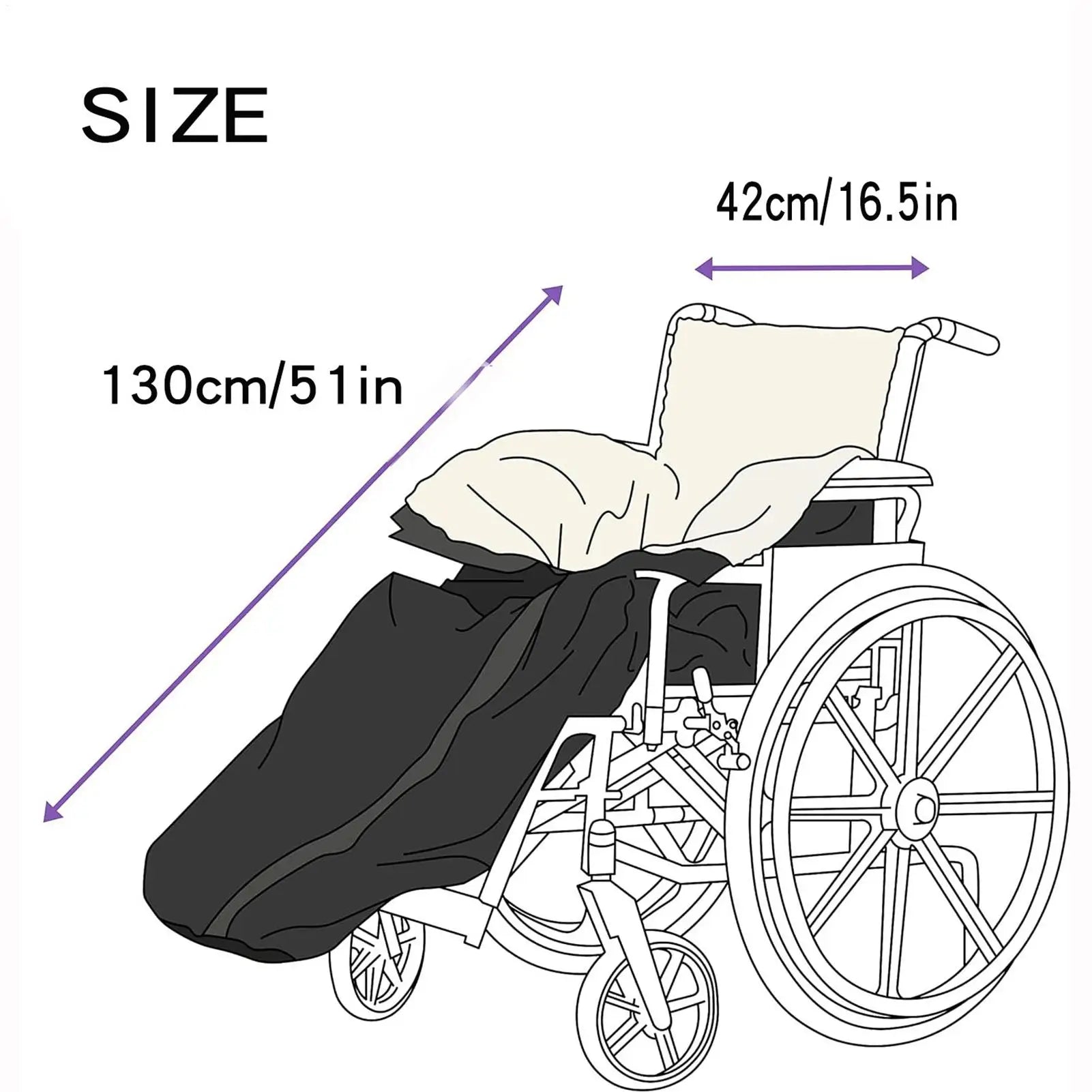 Wheelchair Blanket Waterproof Fleece Lined Lower Body Cove