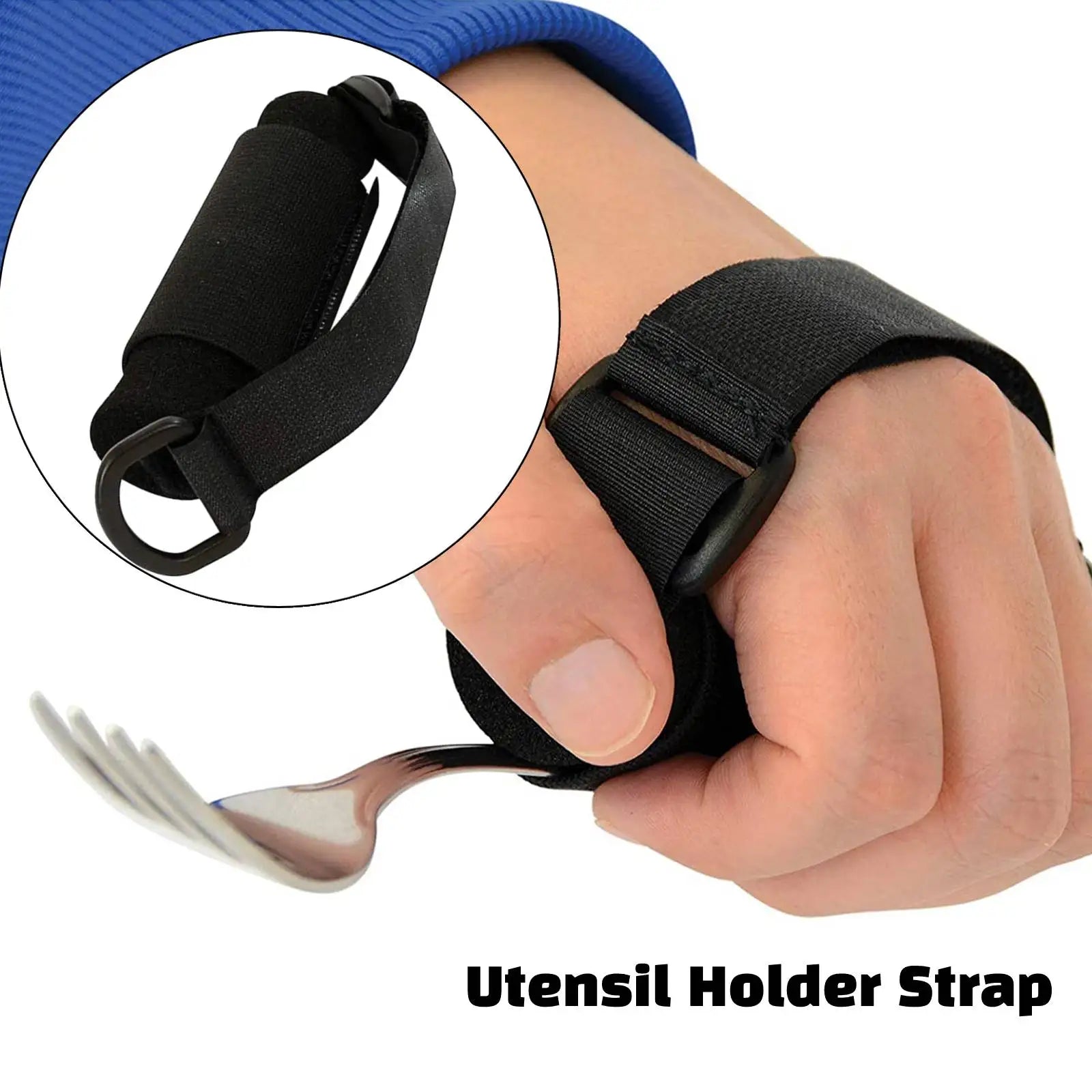 Eating Assistance Strap Adjustable Utensil Holder, Grip Aid