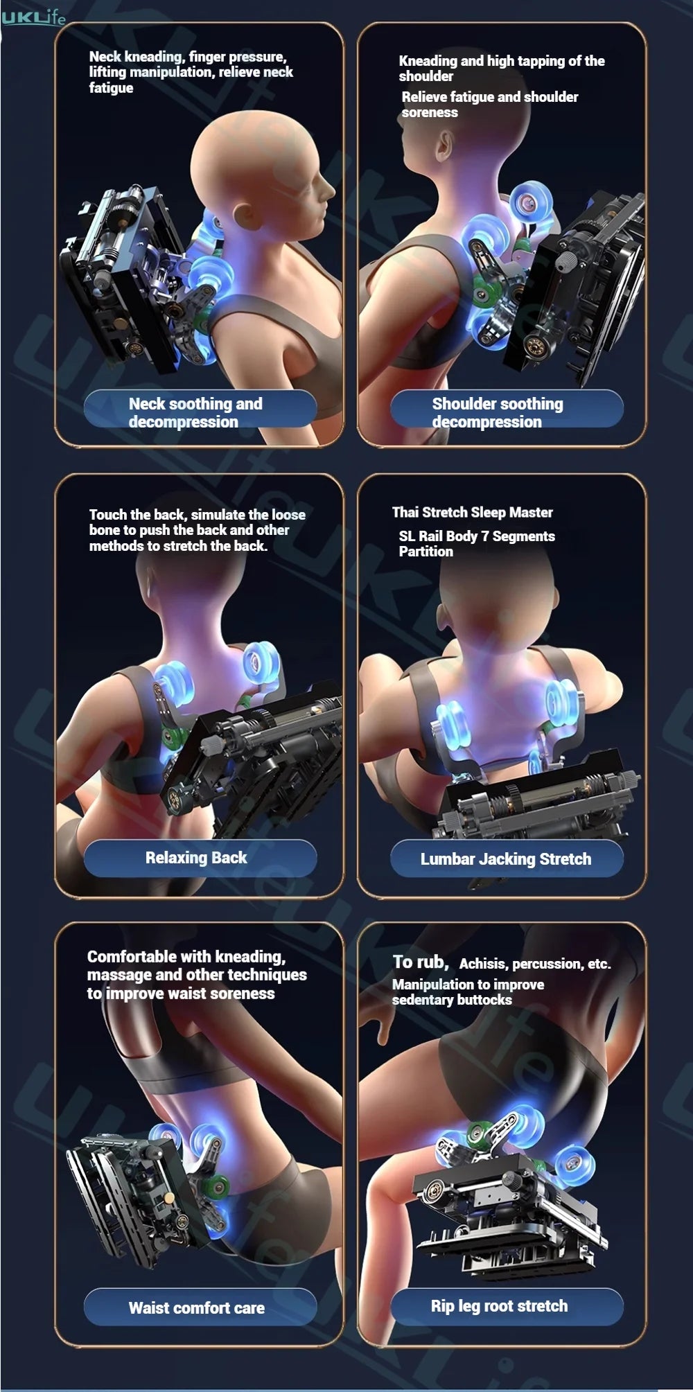 Jade 6-Roller Massage Chair w/ Thai Stretch, Zero Gravity & AI Voice - Shiatsu