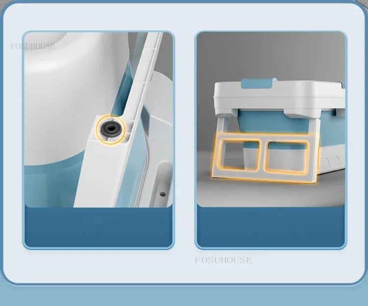 Portable folding bathtub for adults by MobilityBuy.com, blue and white plastic ice bath spa with lid, compact design