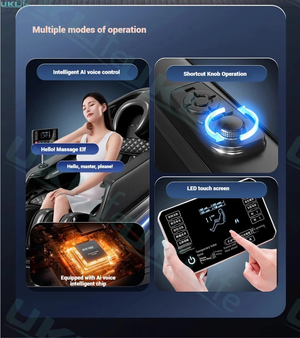 Jade 6-Roller Massage Chair w/ Thai Stretch, Zero Gravity & AI Voice - Shiatsu