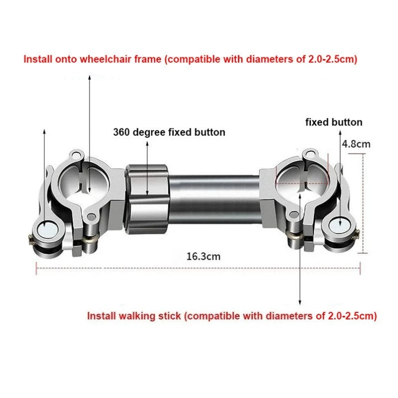 Secure Aluminum Magnesium Cane Clip Mount For Electric Wheelchair - Mobility Buy